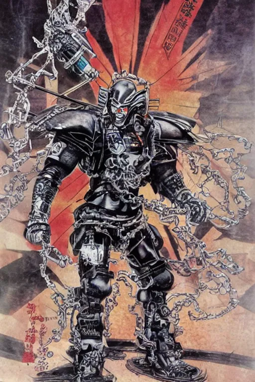 Image similar to cybernetic samurai general ghost by mark zug, simon bisley and daryl mandryk