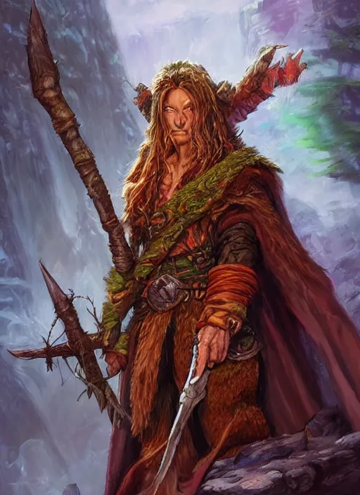 Image similar to druid, dndbeyond, bright, colourful, realistic, dnd character portrait, full body, pathfinder, pinterest, art by ralph horsley, dnd, rpg, lotr game design fanart by concept art, behance hd, artstation, deviantart, hdr render in unreal engine 5