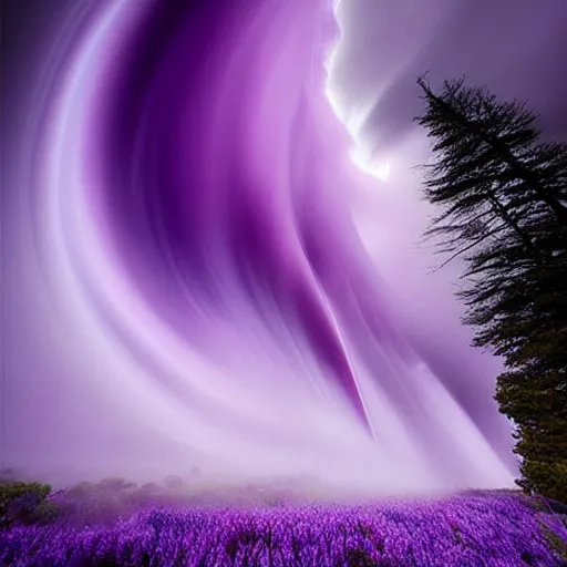 Prompt: amazing photo of a purple tornado by marc adamus, beautiful dramatic lighting