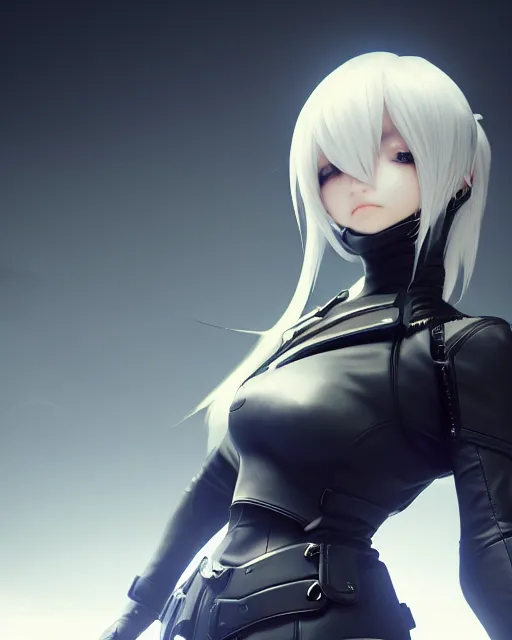 Image similar to yorha no. 2 type b as a overwatch character, medium shot, asymmetrical, profile picture, hyper realism, cinematic, volumetric lighting, epic composition, high detail, octane render, unreal engine, 8 k, concept art, 3 d render, digital art, deviantart artstation, ray tracing, apocalyptic, intricate complexity, extremely detailed, very sharp,