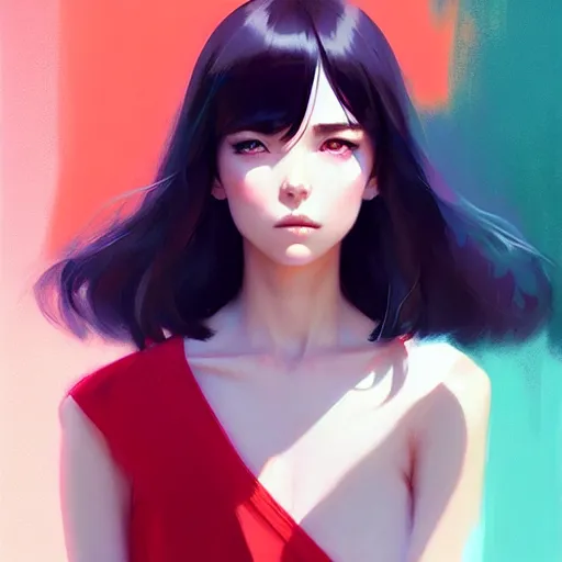 Image similar to elegant girl in urban outfit, cute fine face, rounded eyes, digital painting, fan art, pixiv, by Ilya Kuvshinov, katsuhiro otomo ghost-in-the-shell, magali villeneuve, artgerm, Jeremy Lipkin and Michael Garmash and Rob Rey