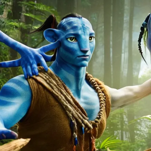 Image similar to still of avatar movie but with smurfs