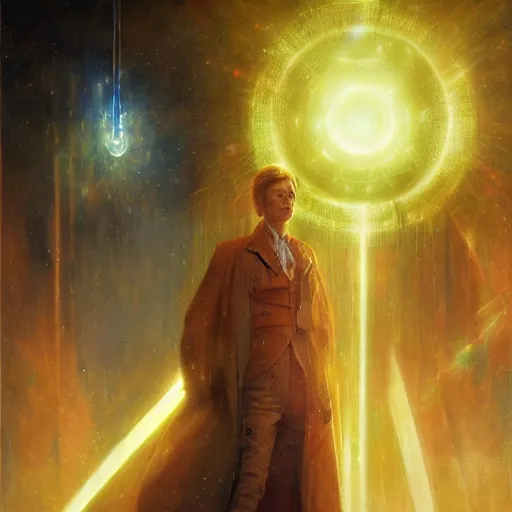 Image similar to david bowie as doctor who, radiant light, caustics, heroic, bright iridescent light, by gaston bussiere, bayard wu, greg rutkowski, maxim verehin