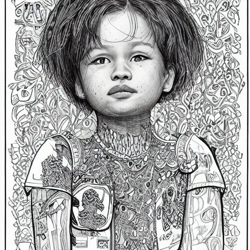 Image similar to Intricate detailed illustration, A portrait of a child who cut their own hair, 8k,