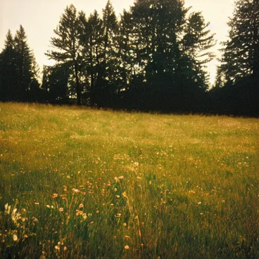 Prompt: a meadow near a restaurant accidentally photographed, accidental photo portra 8 0 0 in the 9 0 s