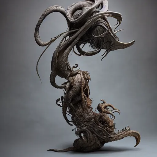 Image similar to angelarium, illithid, cthulhu, clay sculpture by ellen jewett