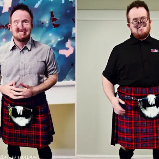 Image similar to youtuber hellfreezer in a kilt