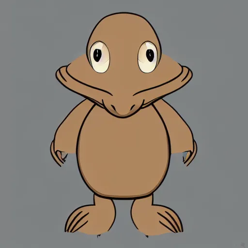 Image similar to character design of cute platypus, cartoon style