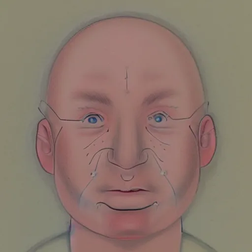 Image similar to medical drawing of a man with warts on his face