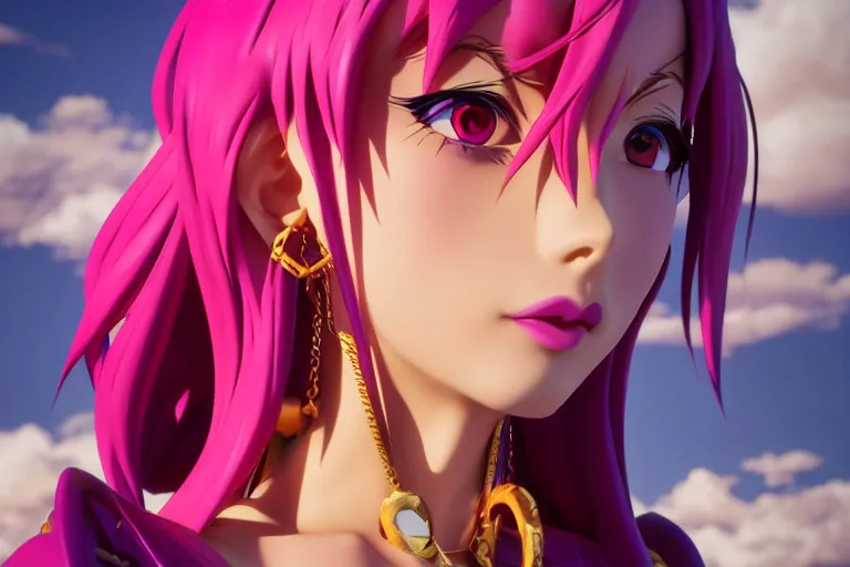 Image similar to character Lina Inverse from anime Slayers (1995 – 2009), rendered in Cinema 4D and Octane and Unreal Engine 5, hyperrealism, full body photogenic shot, digital render, cinematic lighting ornate earrings, 8k resolution, masterpiece work