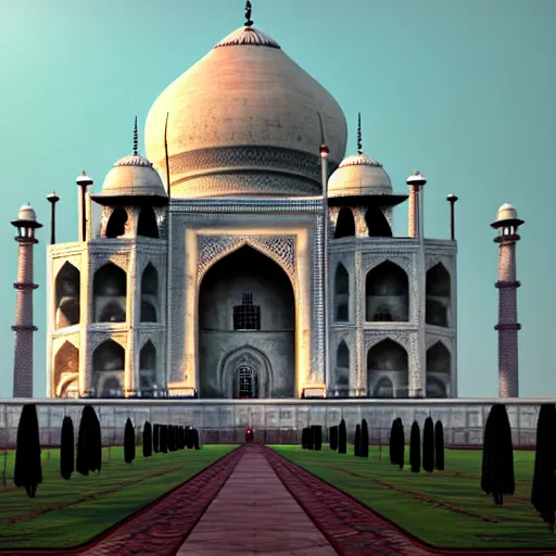 Prompt: dinosaurs attacking taj mahal, 8k, unreal engine 5, very detailed, horror vibe, smooth