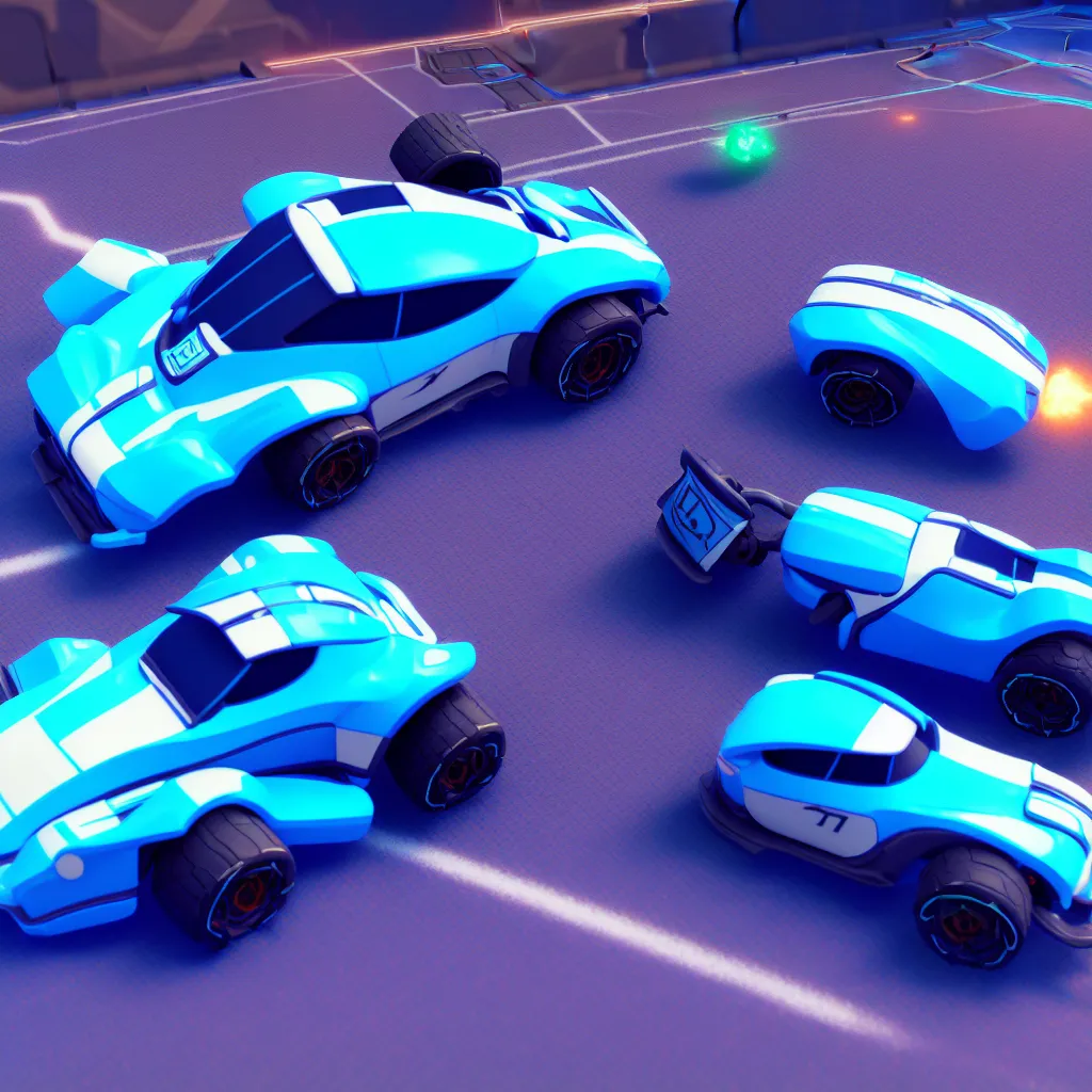 Image similar to rocket league, one octane, parked, side profile, 4 k render, cinema 4 d, hyper realistic, light blue lighting