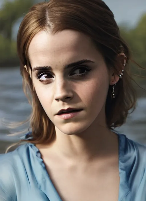 Image similar to Emma Watson for Victorian Secret, perfect face, hot summertime, full length shot, XF IQ4, 150MP, 50mm, f/1.4, ISO 200, 1/160s, natural light, Adobe Photoshop, Adobe Lightroom, DxO Photolab, Corel PaintShop Pro, rule of thirds, symmetrical balance, depth layering, polarizing filter, Sense of Depth, AI enhanced