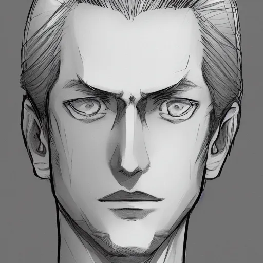 Image similar to Sketch of johan liebert by Naoki Urasawa Hyperdetailed , trending on artstation , CGSociety