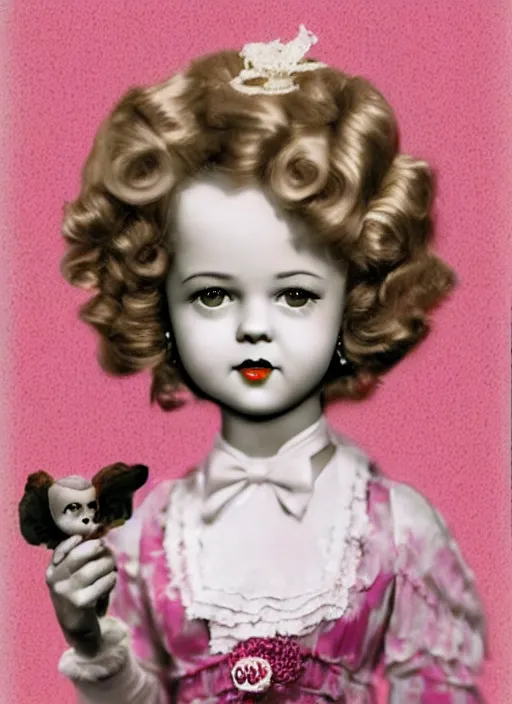 Image similar to shirley temple as a mark ryden doll, detailed digital art, trending on Artstation