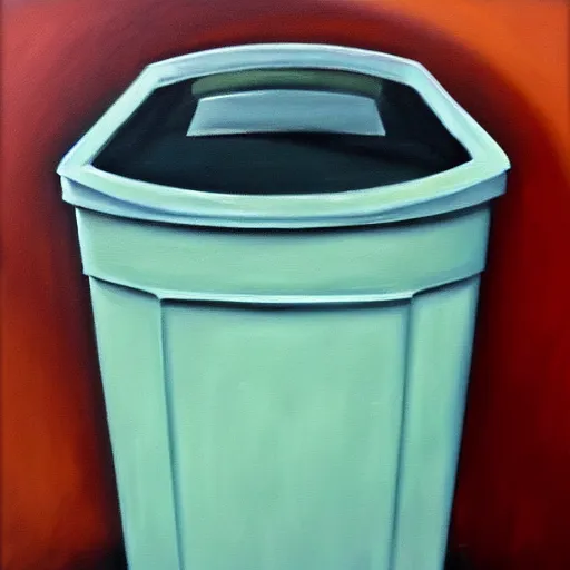 Prompt: painting trashcan ultrarealistic oil painting davinci 8k