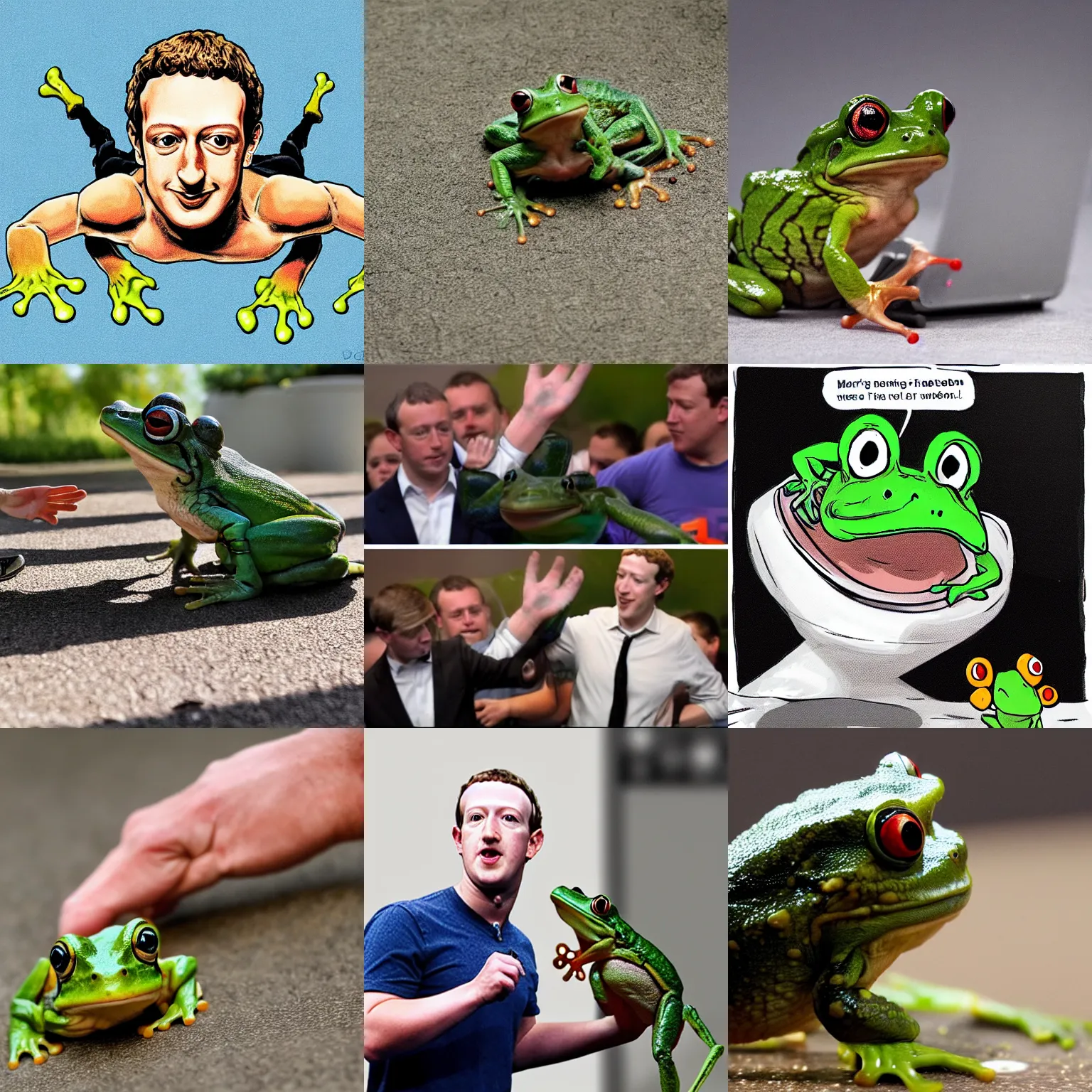 Prompt: mark zuckerberg fights a frog