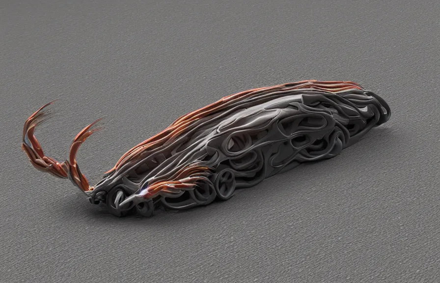 Prompt: car shaped like a centipede, HD digital render