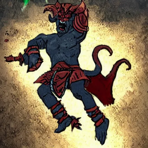 Image similar to tiefling leap attack 2 daggers, using dwarf to jump