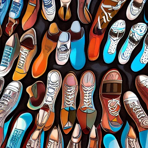 Prompt: 1 st person pov looking down at shoes, digital art, detailed, trending in artstation