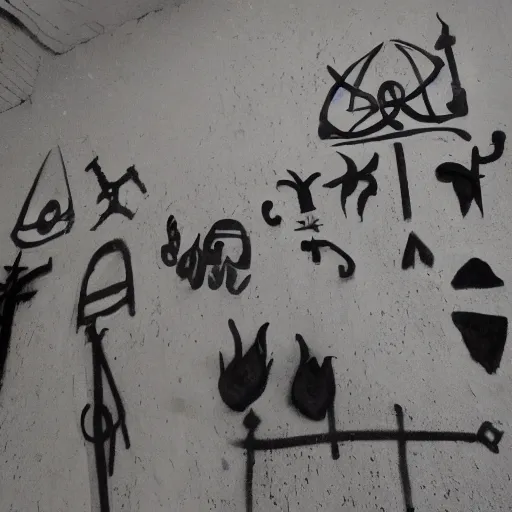 Image similar to satan worshippers have been reported in the area and strange symbols have been found scrawled in blood on the walls of the local church. the town is in a panic and no one knows what to do. then, one night, the church bells start ringing on their own and people start disappearing