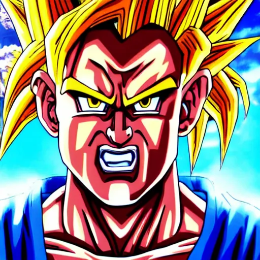 Image similar to ultra realistic portrait painting of shaquille o'neal as super saiyan goku, art by akira toriyama, 4 k, dragon ball artstyle, cel shaded, highly detailed, epic lighting