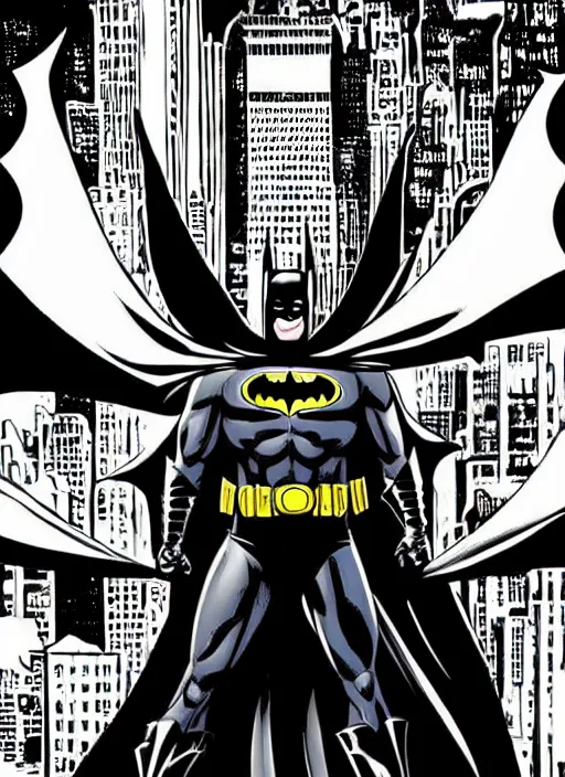 Image similar to batman comic illustration. Ben day dots