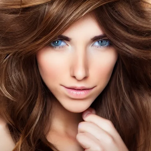 Prompt: a pretty young woman with light brown hair with highlights