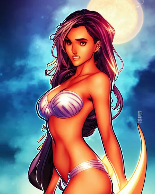 Image similar to sakimi chan comicbook cover art, jessica alba as aphrodite ix