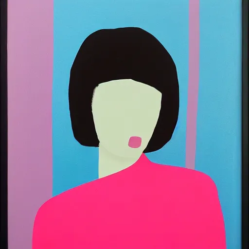 Image similar to Gary Hume painting, female portrait, chic colours