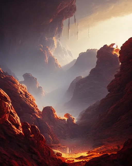 Prompt: double sunrising in the valley of fire, environment art, fantasy art, landscape art, in the style of greg rutkowski, illustration, epic, fantasy, intricate, hyper detailed, artstation, concept art, smooth, sharp focus, ray tracing