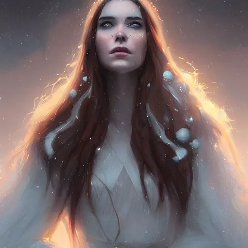 Image similar to a beautiful portrait of an winter goddess by Greg Rutkowski and Raymond Swanland, Trending on Artstation, ultra realistic digital art