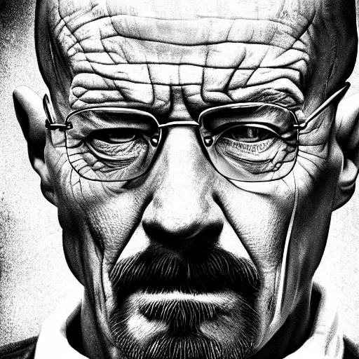 Prompt: portrait of Walter White as Heisenberg in the style of Lee Jeffries, award-winning, detailed, 82 mm sigma art, close up