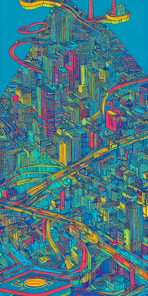 Image similar to san francisco, ultrafine detailed illustration by james jean, intricate linework, bright colors, behance contest winner, vanitas, angular, altermodern, unreal engine 5 highly rendered, global illumination, radiant light, detailed and intricate environment