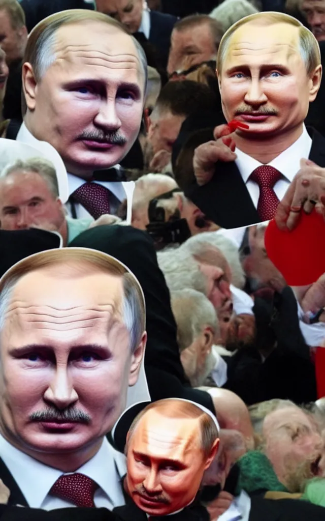 Image similar to lukashenka dismembered putin into pieces, putin screams