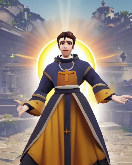 Image similar to catholic priest playable hero character in overwatch