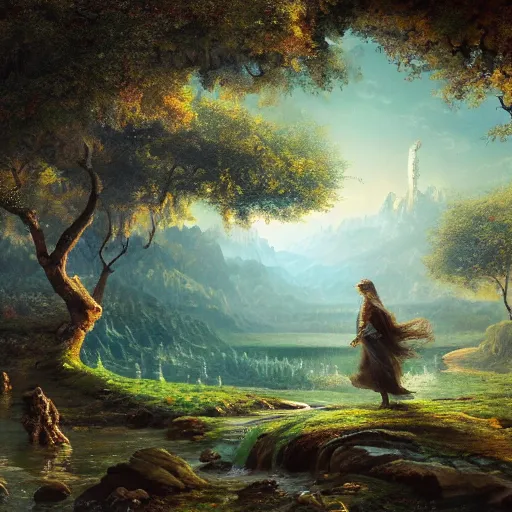 Prompt: listen to the sound of the earth turning, matte painting, highly detailed oil painting, 8k, beautiful atmosphere, elegant cinematic, overwhelming depth and detail, vibrant colors, intricate masterpiece