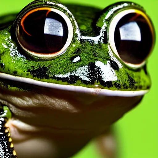 Image similar to closeup of a frog with the eyes of a house - fly, creature hybrid, high resolution photo, trending on artstation, 8 k