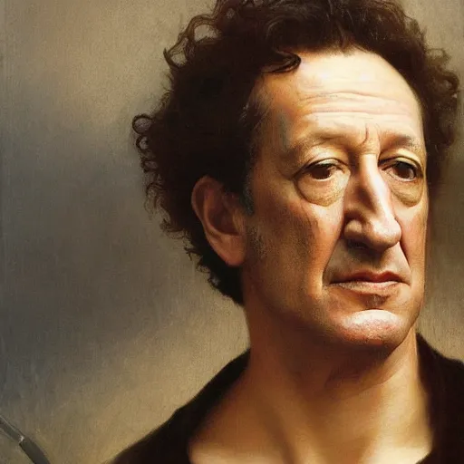 Prompt: painting of geoffrey rush as hector barbosaa. art by william adolphe bouguereau. during golden hour. extremely detailed. beautiful. 4 k. award - winning.