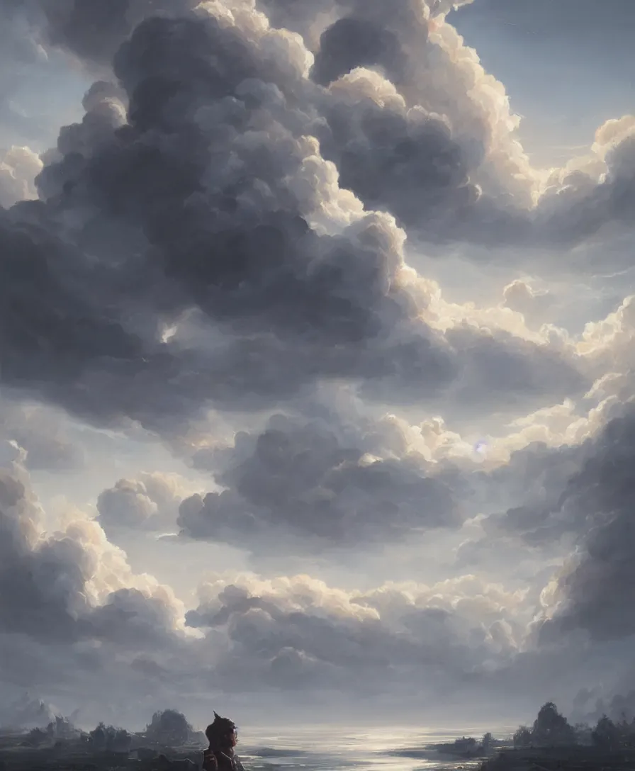 Image similar to hyper realistic brother the clouds, illustrated by greg rutkowski, beautiful volumetric lighting, intricate, ultra detailed, photorealistic, trending on artstation, octane render, 8 k