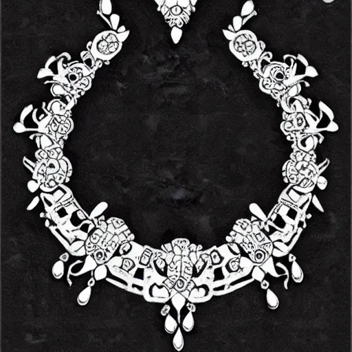 Prompt: black and white opulent feminine jewellery ornate necklace tattoo design sketch on paper