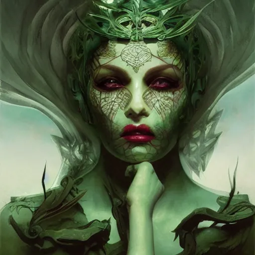 Image similar to An Evil Starbucks Siren, fullbody, intricate, demonic, video game art, highly detailed, artstation, green field with village ruins, concept art, smooth, sharp focus, illustration, art by greg rutkowski and orientalism and bouguereau and Zdzislaw Beksinski, good clear quality, lighting, biology, symmetrical artwork, perfect face, 135 mm, cinematic, hyper realism, high detail, octane render, 8k, chrome accents