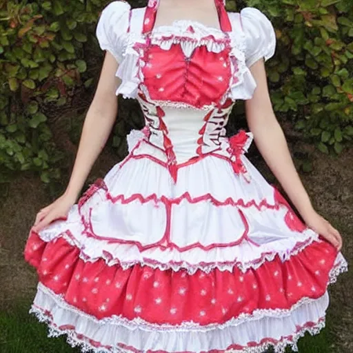 Image similar to A lolita dress with pictures of windmills on it. A beautiful lolita dress, Angelic Pretty