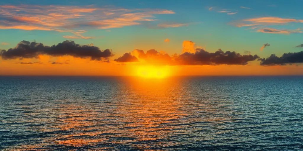 Image similar to sunset over the ocean horizon, detailed, 4 k