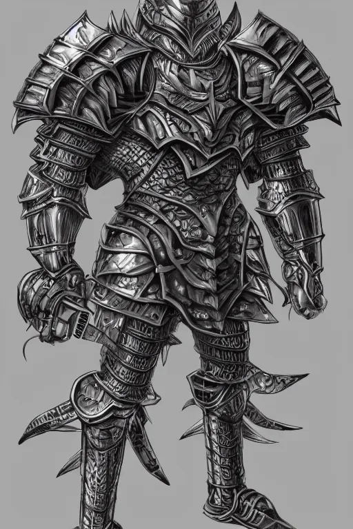 Image similar to armoured warrior, symmetrical, highly detailed, digital art, spine themed armour, sharp focus, trending on art station, kentaro miura manga art style