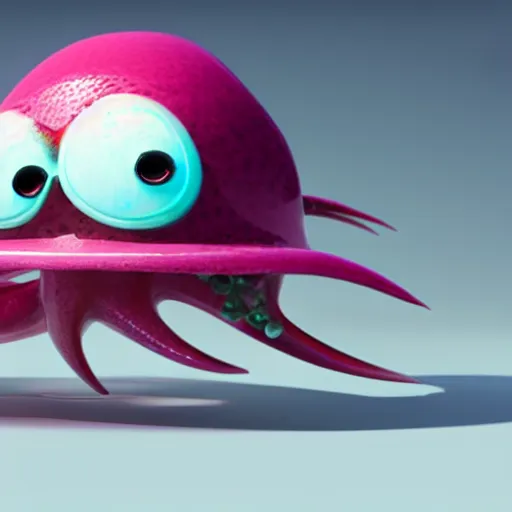 Prompt: cute alien squid creature detailed 3d pixar render