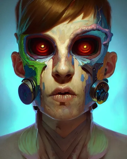 Image similar to portrait of a patchwork boy, bioluminescent, horror, expressive, asymmetrical art, highly detailed, concept art, cinematic, hyperrealism, epic, art by stanley lau and artgerm and magali villeneuve and alphonse mucha and pixar, artstation, octane render, cgsociety