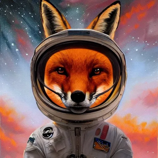 Image similar to A Fox Astronaut, oil painting, artstation, award winning,