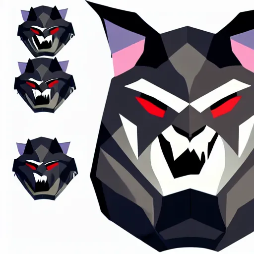 Image similar to a vector logo of rengar from league of legends, low poly,