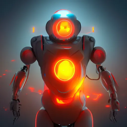 Prompt: 🤖🔥⚡, concept art, digital painting, deviantart, artstation, octane render